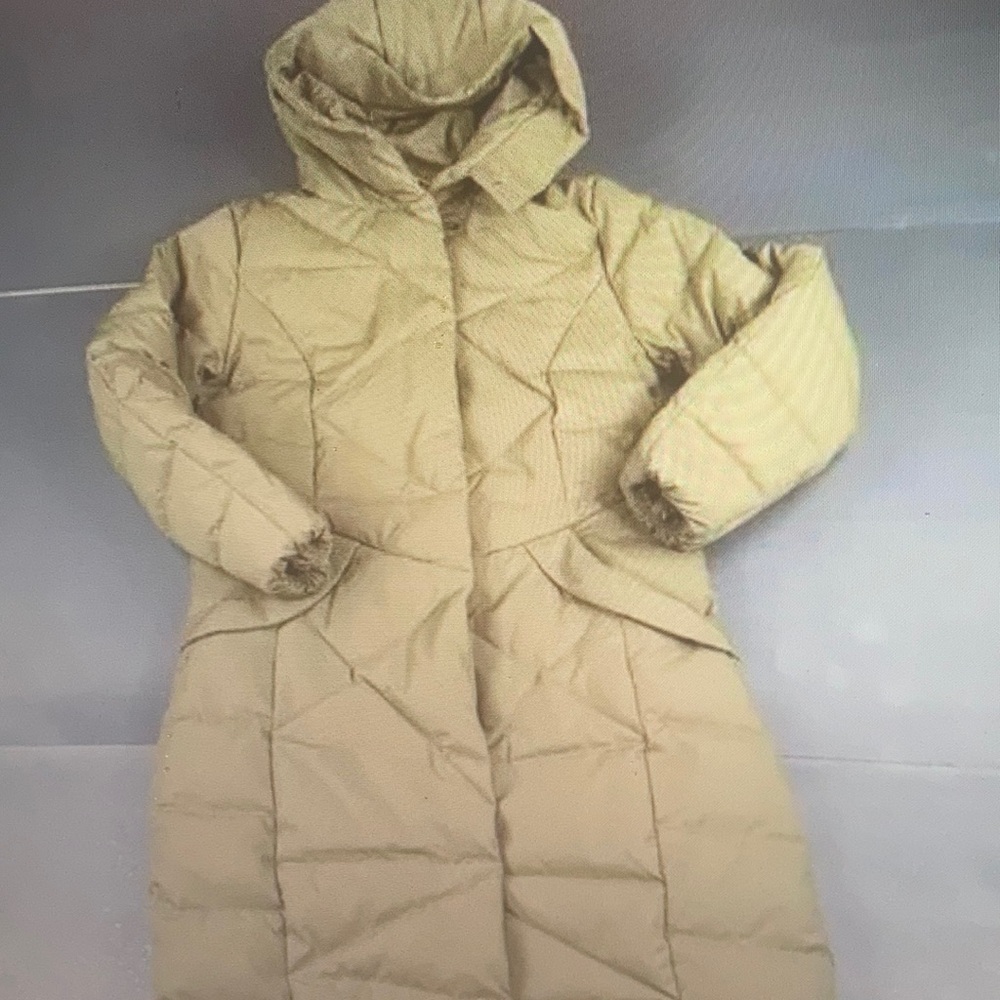 .Orolay Down Jacket Womens Small Olive Army Green Hood Parka Long Pea Duck Down